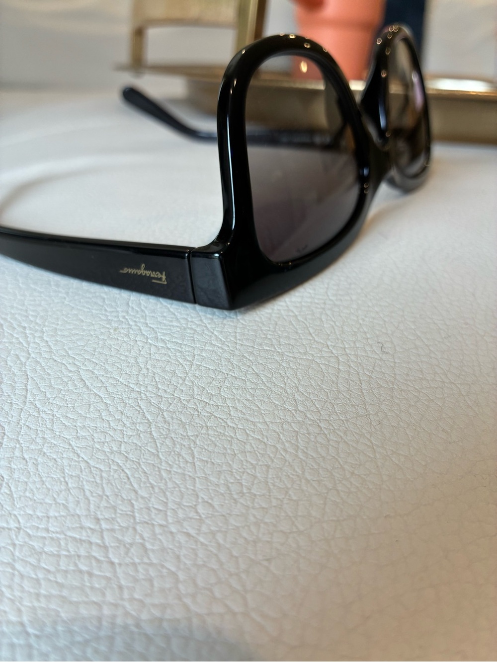 Salvatore Ferragamo Black Round Sunglasses with Subtle Logo
